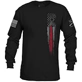 Grunt Style Red Line Flag Long Sleeve T-Shirt (Black, 3X-Large)