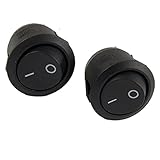2 Pcs On/Off 2 Terminal SPST Black Round Rocker Switch