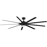 Fanimation Odyn 9 Blade Ceiling Fan 22.64 Inches Tall and 84 Inches Wide with Black Finish and Black Blades