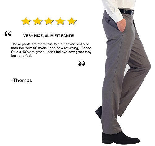 Studio 10 Men’s by Gioberti Slim Fit Dress Pants, Silver, 38/30 - Thumbnail 3
