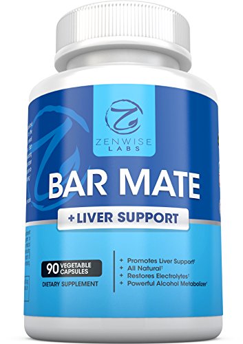 Bar Mate - Hangover Relief & Liver Support Supplement - For Headache, Dizziness & Nausea Prevention - Restores Vital Electrolytes - With Prickly Pear Extract + Vitamin B12, B1 & C - 90 Capsules