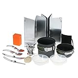 TOMSHOO Camping Stove Cookware Mess Kit Backpacking Gear & Hiking Outdoors Cooking Equipment Cookset | Lightweight, Compact, Durable Pot Pan Bowls Folding Spork