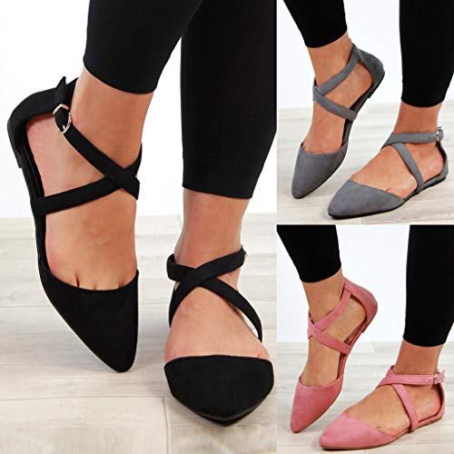 Shoes for Women Round Toe Platform Strap Flat Heel Buckle Leopard Sandals (Pink -3, US:6.5) - Thumbnail 6