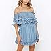Women’s Off Shoulder Mini Short Dress, Ladies Boho Loose Floral Printed Ruffles Shift Short Sundress, Strapless Swing Dressesthumb 2