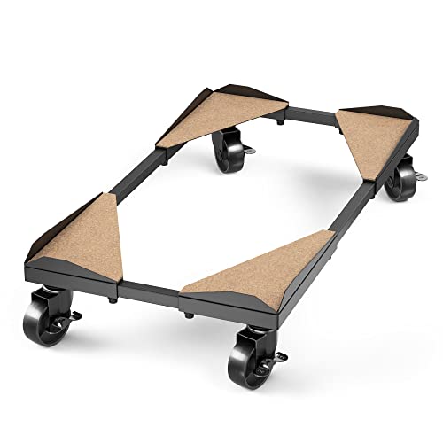 BYTESIUM Computer Tower Stand Metal Frame Adjustable Width and Length 4 Locking Wheels