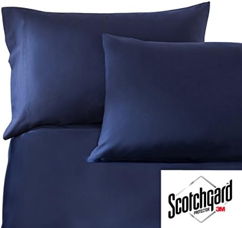 HONEYMOON HOME FASHIONS Queen Navy 3M Scotchgard Bed Sheet Set
