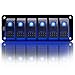 FXC Rocker Switch Aluminum Panel 6 Gang Toggle Switches Dash 5 Pin ON/Off 2 LED Backlit for Boat Car Marine Blue primary