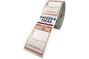 NAISIAN High Tread Used Tire Label - Actual Label Size 3"X6", Orange, Blue & White Tire Vinyl, Write On Surface, 500 Labels Per Roll, 4 Roll Count
