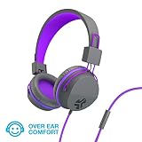 JLab Audio JBuddies Over-Ear Kids Wired Headphones | Toddler Headphones | Kid Safe | Studio Volume Safe | Volume Limiter | Folding | Adjustable | Noise Isolation | with Mic | Graphite/Purple