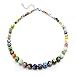 Chuvora Venetian Murano Glass Multi-Colored Millefiori Flower Ball Round Beads Necklace, 17-19 inches