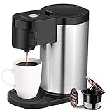 Aicok Single Serve Coffee Maker, Single Cup Coffee Maker for Most Single Cup Pods including K Cup Pods, One Cup Coffee Maker with Stainless Steel Body