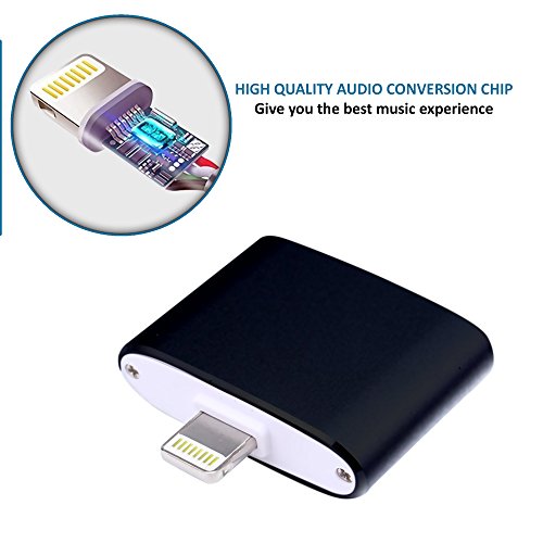 Call + Music + Charge Lightning to 3.5mm Headphone Jack Adapter Lightning to Headset Splitter Supports iOS 10.3 [Needs Bluetooth Connection ] for iPhone 7, iPhone 7 Plus (Black)