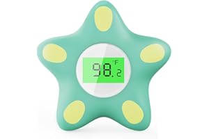 MIEDECDEL Baby Bath Thermometer, Infant Digital Water Thermometer Safety with 3 Color Backlit and Temperature Warning, Floating Toy for Infant, Toddler, Bathtub, Swimming Pool (Green)
