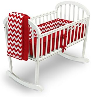 Baby Doll Bedding Chevron Cradle Bedding Set, Red