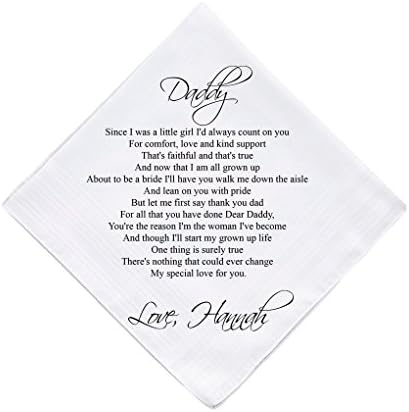 Father of the Bride Personalised Handkerchief Wedding Gift Keepsake Hankie Fa...