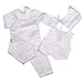 Dressy Daisy Baby Boys Baptism Christening Clothing Outfit White Satin Suit 4 Piece Set with Bonnet Size 6-12 Months Long Sleeve