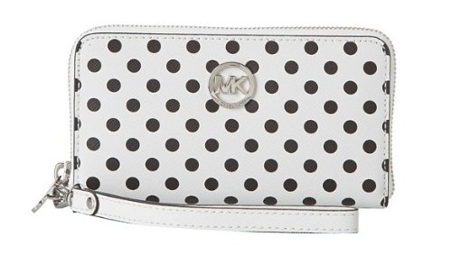 Michael Kors jet set travel large multifunction phone case black/white dot