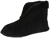 Dearfoams Women's Velour Bootie with Boa Flat (Large / 9-10 B(M) US, Black)