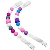 Pacifier Clip - 2 Pack - Silicone Baby Teething Pacifier Clips - GIRL - BPA-Free - Non-Toxic - Sensory
