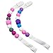 Pacifier Clip - 2 Pack - Silicone Baby Teething Pacifier Clips - GIRL - BPA-Free - Non-Toxic - Sensory