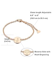 Pulsera con tres llaves, de acero inoxidable 316L, con colgante de disco, letra del alfabeto (6.5 pulgadas + 1.5 pulgadas)