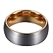 Will Queen Domed Matte Tungsten Wedding Bands, Rose Gold Interior Anniversary Rings Comfort Fit, 8mm