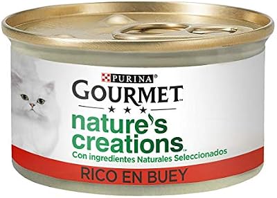 Purina Gourmet Nature's Creations Cibo umido naturale per gatti con bue, 24 lattine da 85 g