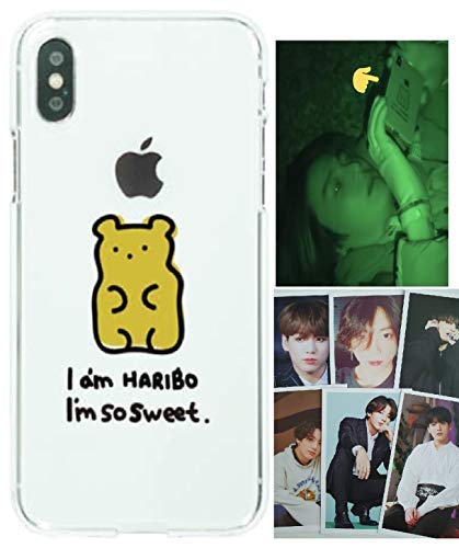 BTS iPhone case Jungkook + Photocard, BTS Merchandise Compatible with X/XS, XS Max, XR, 8/7, 8 Plus/7 Plus, 6/6S, 6 Plus/6S Plus, Cute Bear Pattern for Army (iPhone XR(Big Bear))