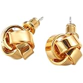 UELSTA Eternal Knot Stud Earrings for Women 18K Gold 18K White Gold Real-Gold-Plated Recycled Brass 925 Silver Posts PVD Coated Timeless & Versatile Sustainable Jewelry