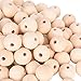 JUNKE 50 PCS 25MM Large Wood Beads Natural Unfinished Wood Beads DIY Wood Spacer Bead Pieces Round Wooden Loose Beads Ball Crafts for Jewelry Making, Natural Color (25mm)