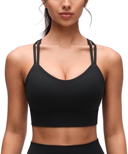 CRZ YOGA Naked Feeling Strappy Longline Sports Bras for Women