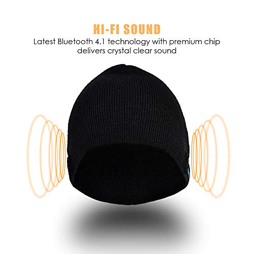 Bluetooth Beanie Hat Unisex, 5.0 Bluetooth Hat, Rechargeable Wireless Bluetooth Cap with Built-in Stereo Speakers, Christmas Electronic Gifts for Men Women Teen Boys Girls