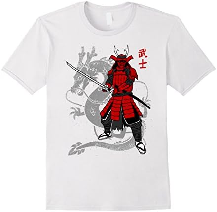 Men's Samurai japan dragon ninja katana design t-shirt XL White