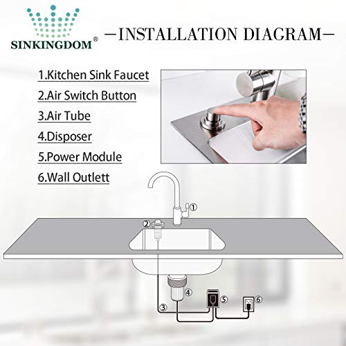 SINKINGDOM SinkTop Air Switch Kit with Brushed Nickel Long Button (Full