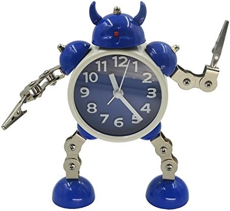 Gigibon Alarm Clock for Kids, Gift Ideas Robot Cute&amp;Fun, Battery-operated,to Move/Twist Legs &amp; Arms for Many Poses, Gift to Children (1, Blue-White)