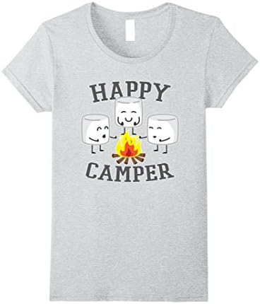 Womens Marshmallows Happy Camper Funny T-shirt Large Heather Grey