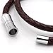 Jusnova Brown Braided Leather Bracelet Bangle with Stainless Steel Magnetic Clasp for Men Women