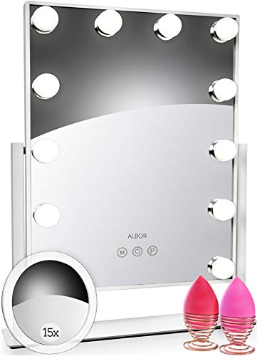 Albor Makeup Vanity Mirror with Lights - Lighted Makeup Mirror with Magnification Makeup Mirror with Lights Led Mirror Magnifying Mirror with Light Lighted Mirror Vanity Lights Vanity with Lights - Thumbnail 7