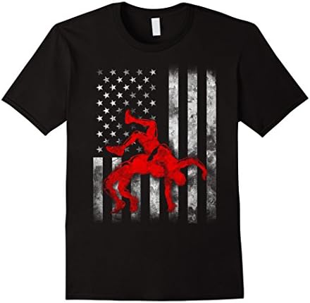 Men's American flag takedown wrestling shirt Medium Black