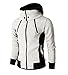 localmode Men's Double Zipper Hooded Jacket Turtleneck Fleece Hoodie Coat White L
