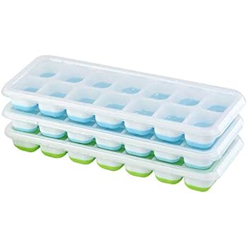 Ice Cube Trays 3 Packs Silicone Ice Cube Trays with Lids Easy Release Ice Trays 42 Ice Cube Flexible BPA Free Stackable Ice Cube Trays