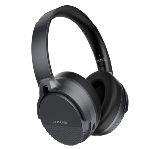 Aiwa AW-ANC2040 Audífonos Inalámbricos Bluetooth 5.2 con Cancelación Activa de Ruido (ANC), Autonomía de 40 Horas, Control Táctil, Diseño Plegable, Driver de 40mm, Carga Rápida y Micrófono Integrado