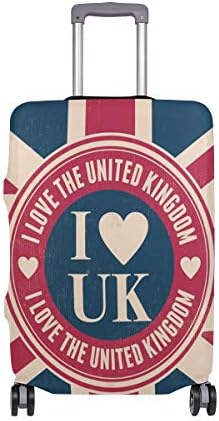 ALINLO Vintage Love UK Luggage Cover Baggage Suitcase Travel Protector Fit for 18-32 Inch