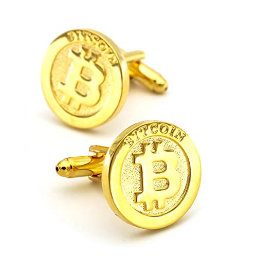 A&T London Handcrafted Blockchain Golden Colour Bitcoin Cufflink