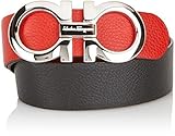 Salvatore Ferragamo Black/Red Reversible Big SILVER Buckle Belt (100cm (Waist 34-36)