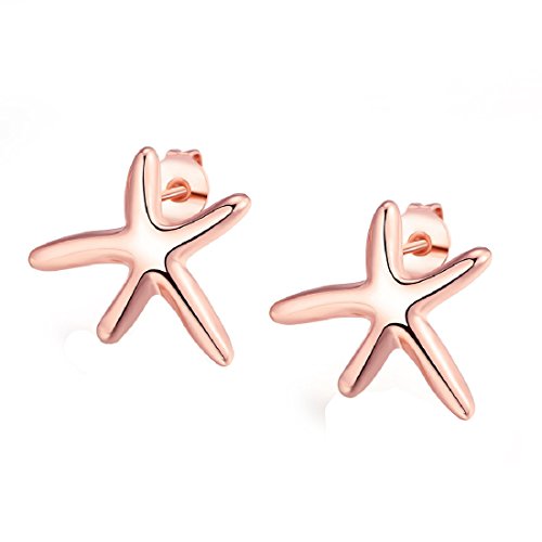 Ladies Rose Gold Plated Personality Earrings With Starfish