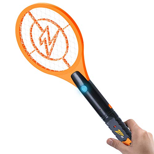 ZAP IT! Mini Bug Zapper - Rechargeable Mosquito, Fly Killer and Bug Zapper Racket - 4,000 Volt - USB Charging, Super-Bright LED Light to Zap in The Dark - Safe to Touch (Orange)
