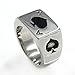JAJAFOOK Men's Stainless Steel Ring, Poker Spade Ace, Black Silver,Sizes 7-14