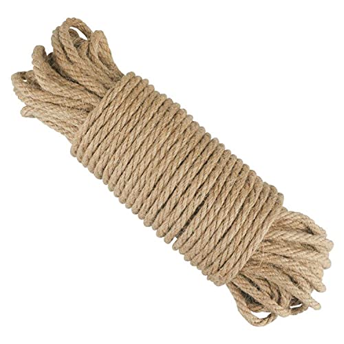 G2PLUS 6MM Thick Jute Rope, 20M Strong Hemp Garden Rope, 4-Ply Jute Twine String for DIY Crafts Arts and Gardening Applications