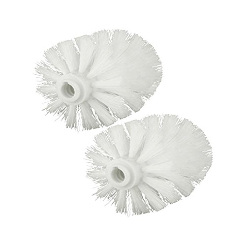 Vaorwne Replacement Spare Bathroom Accessory Plain Plastic Toilet Cleaning Brushes Head Holders White (2X White Heads)